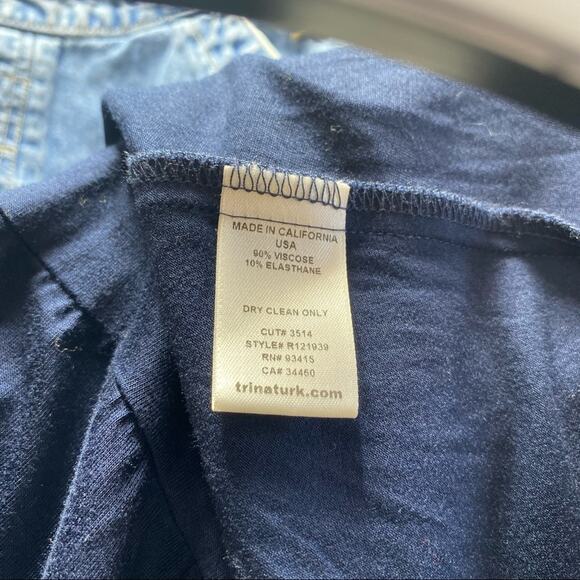 Trina Turk Navy Blue Drop Waist Cowl Neck Dress Size Small - Picture 6 of 6